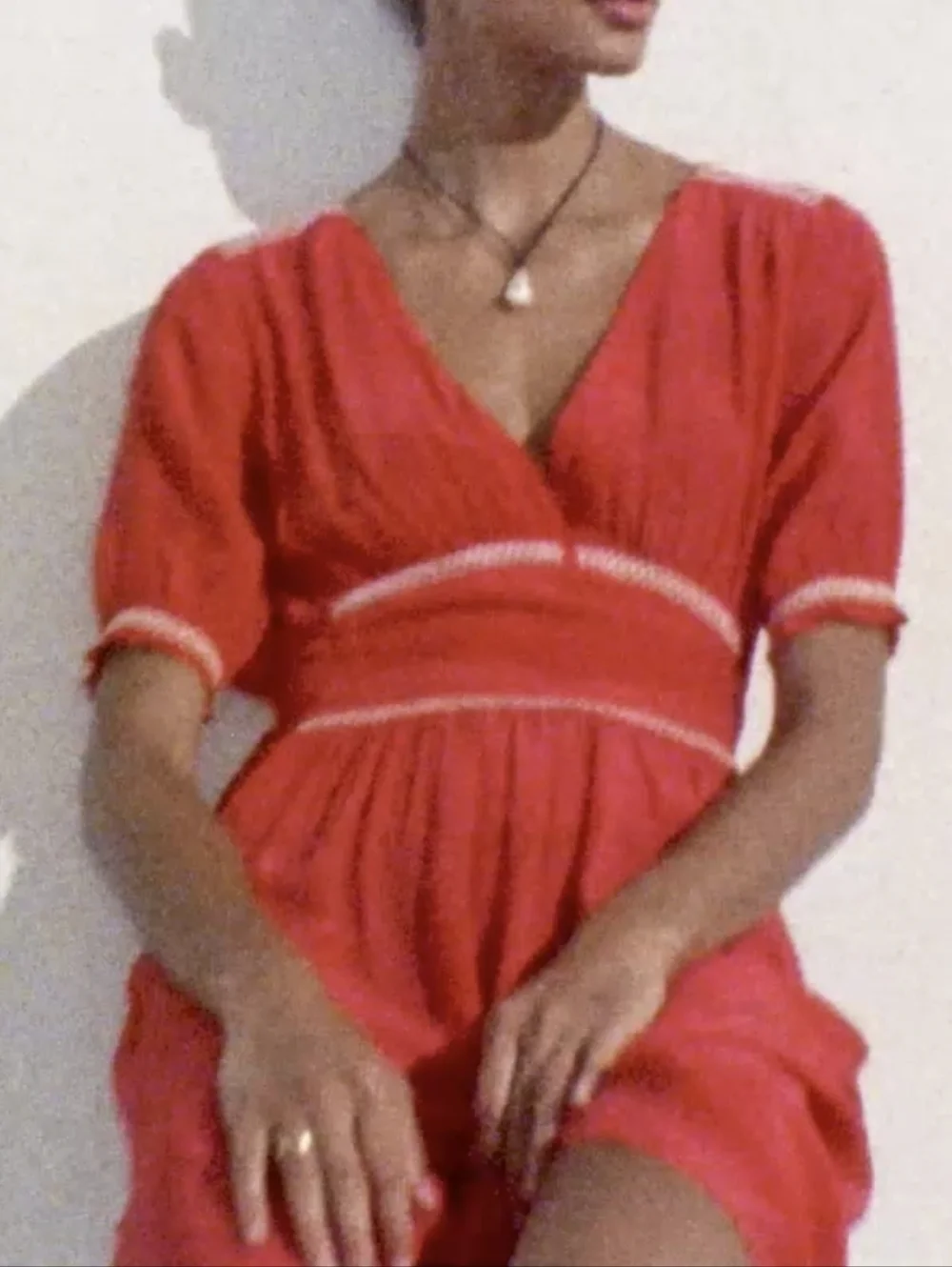J. Crew Dress Smocked Vibrant‎ Red V Neck
